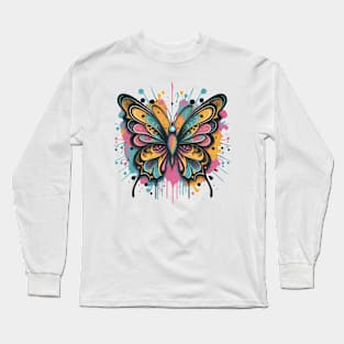 Butterfly Illustration Color Design Long Sleeve T-Shirt